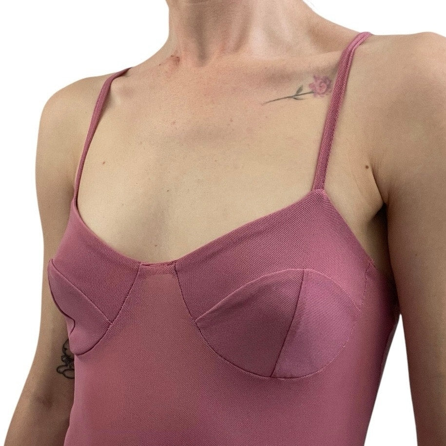 Forever 21 Sheer Pink Bodysuit