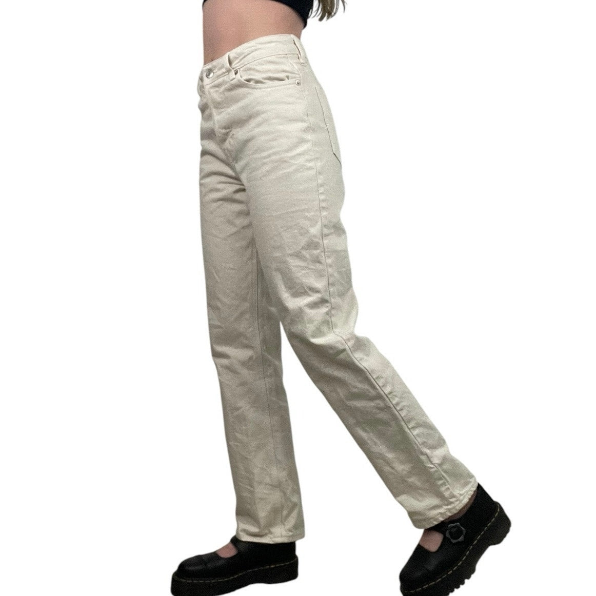 H&M Denim Cream High Rise Jeans