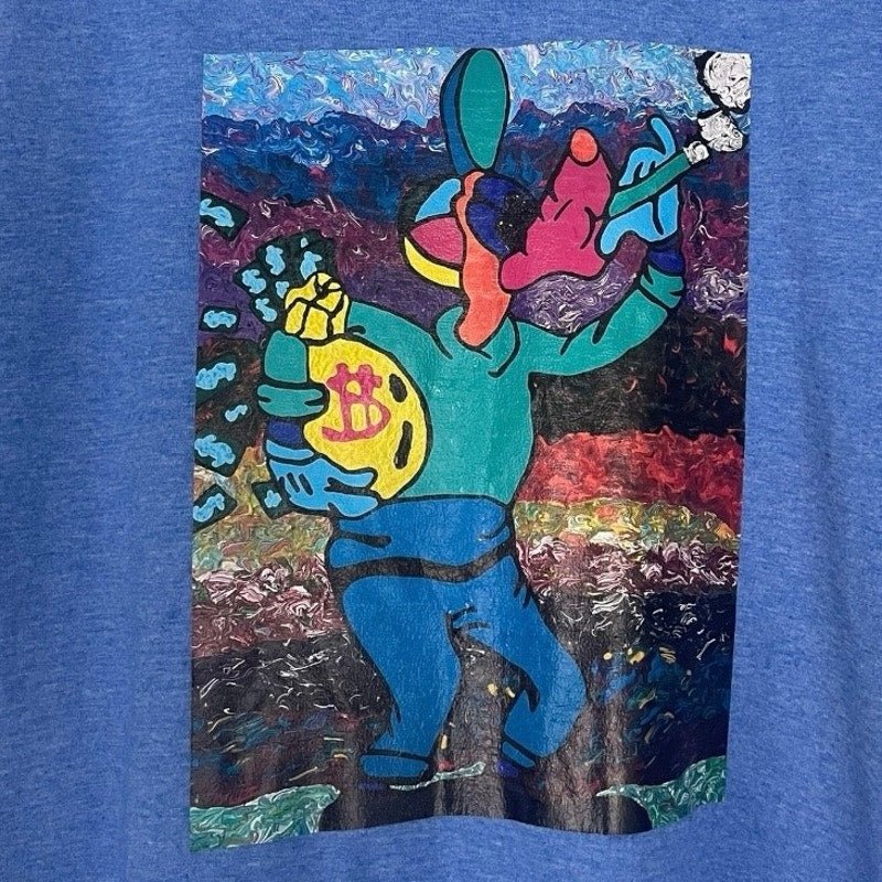 Happy Jack Gildan Softstyle Blue Pop Art Short Sleeve Colorful Graphic Tee