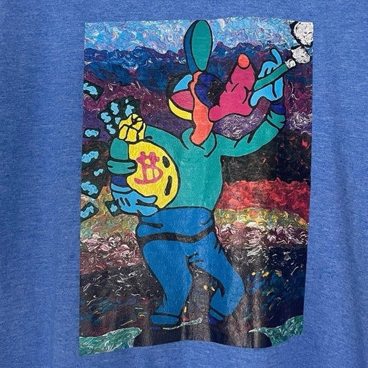 Happy Jack Gildan Softstyle Blue Pop Art Short Sleeve Colorful Graphic Tee