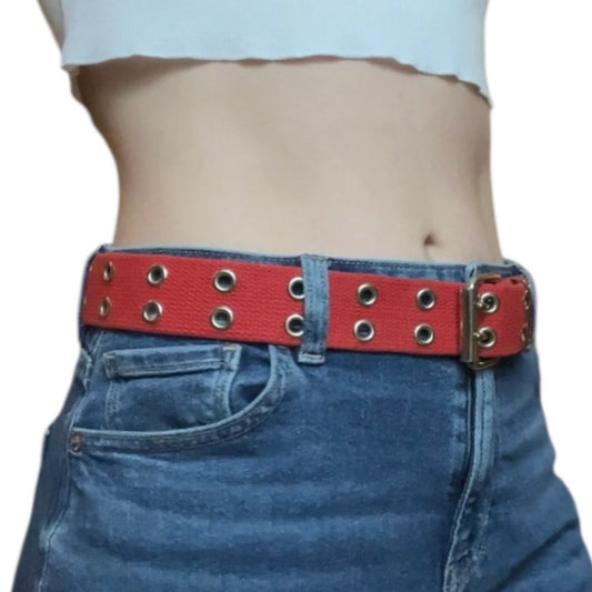 Thick Red Grommet Belt