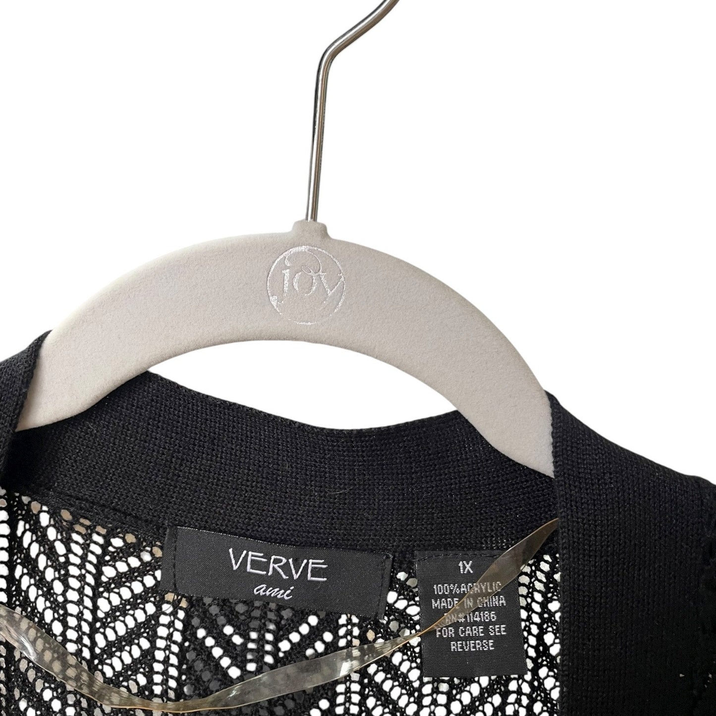 Verve Ami Black Sheer Knit Cardigan Sweater