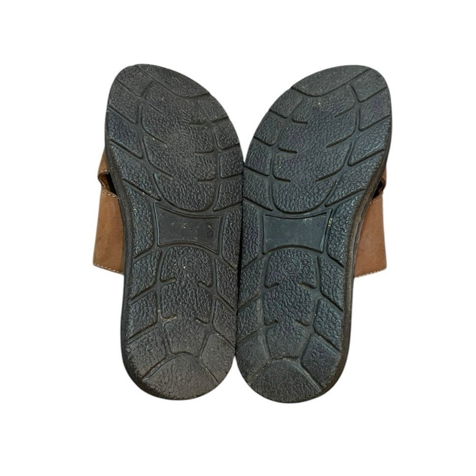 Cherokee Brown Genuine Leather Open Toe Platform Sandals