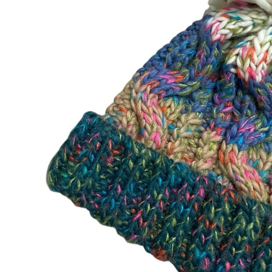 Myrtle Beach Colorful Cable Knit Pom Pom Beanie Hat