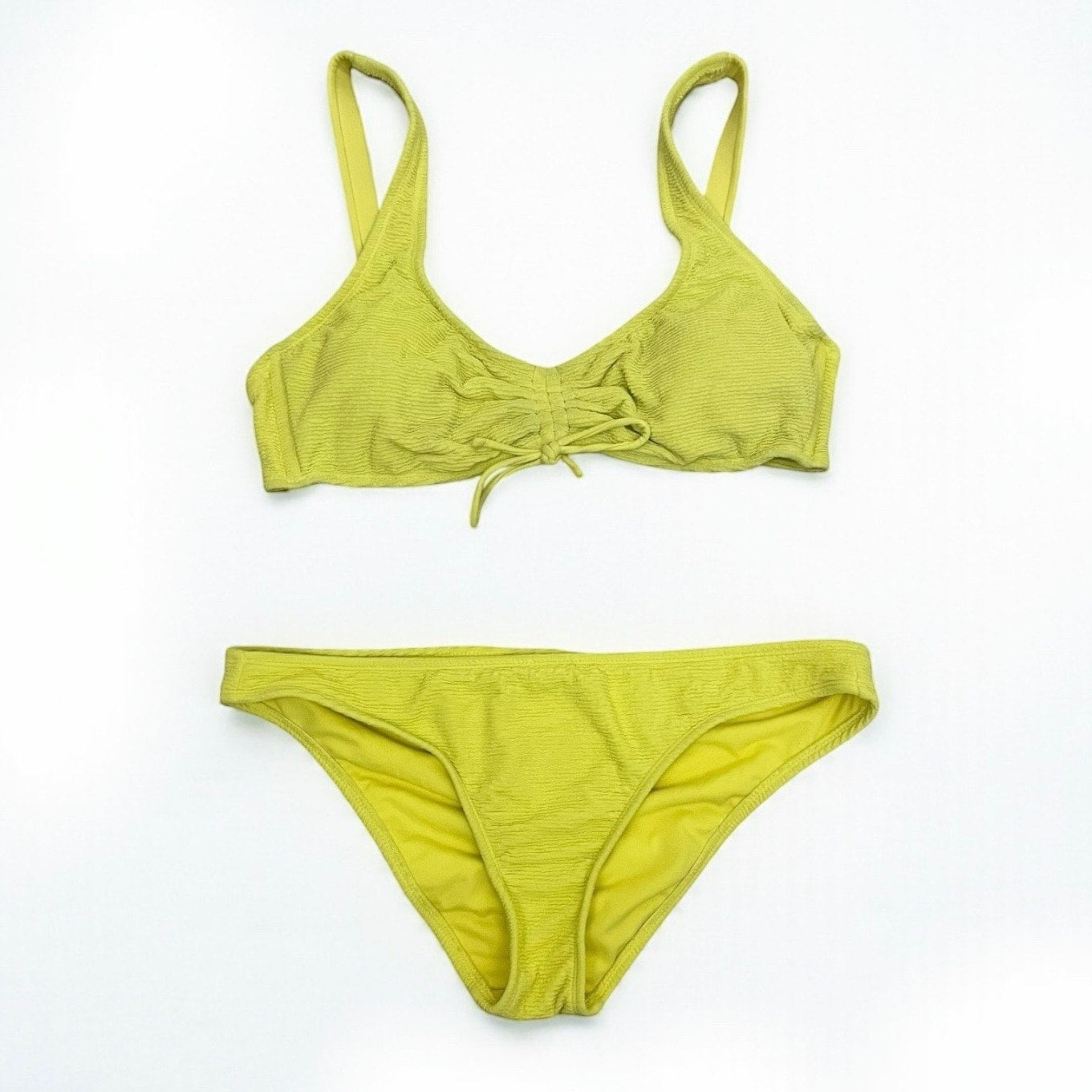 Xhilaration Vibrant Yellow Ribbed Padded Bikini