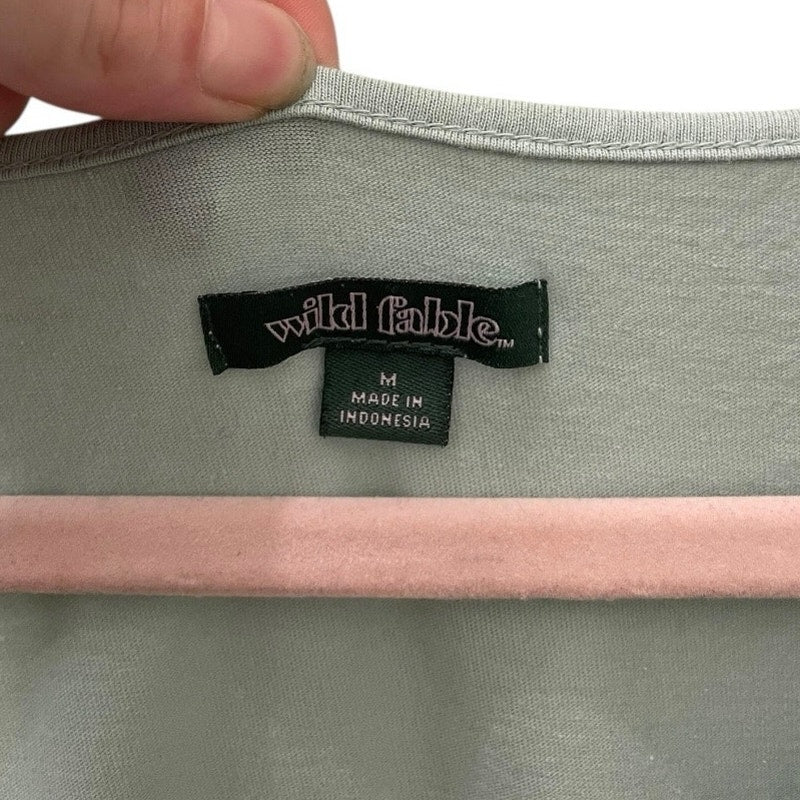 Wild Fable Light Green Tiered Short Sleeve A-Line Mini Dress