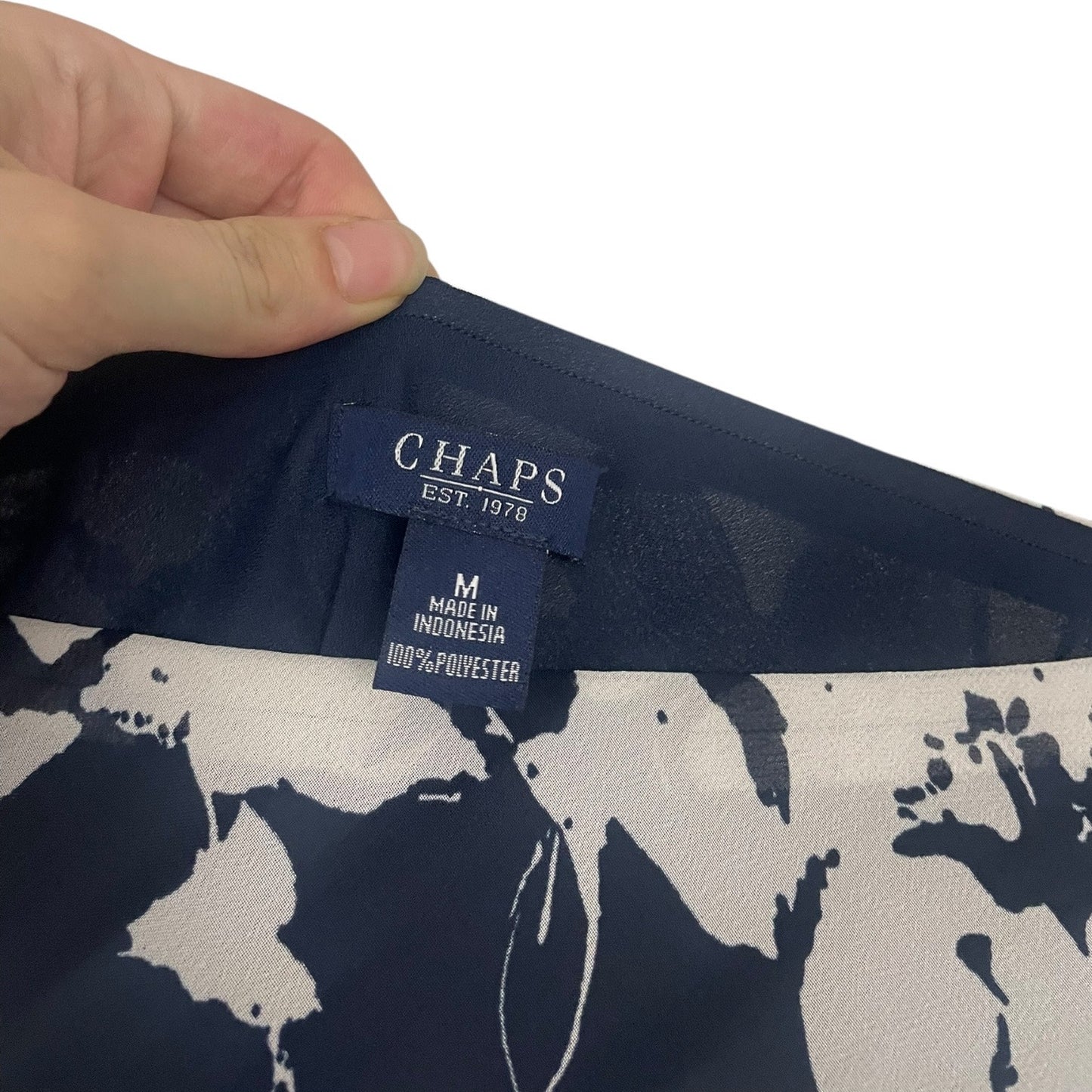 Chaps Vintage Navy Blue & White Floral Skirt