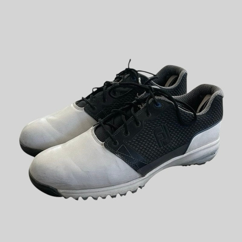 Footjoy Mens Black & White Contour Fit Softspikes Golf Shoes