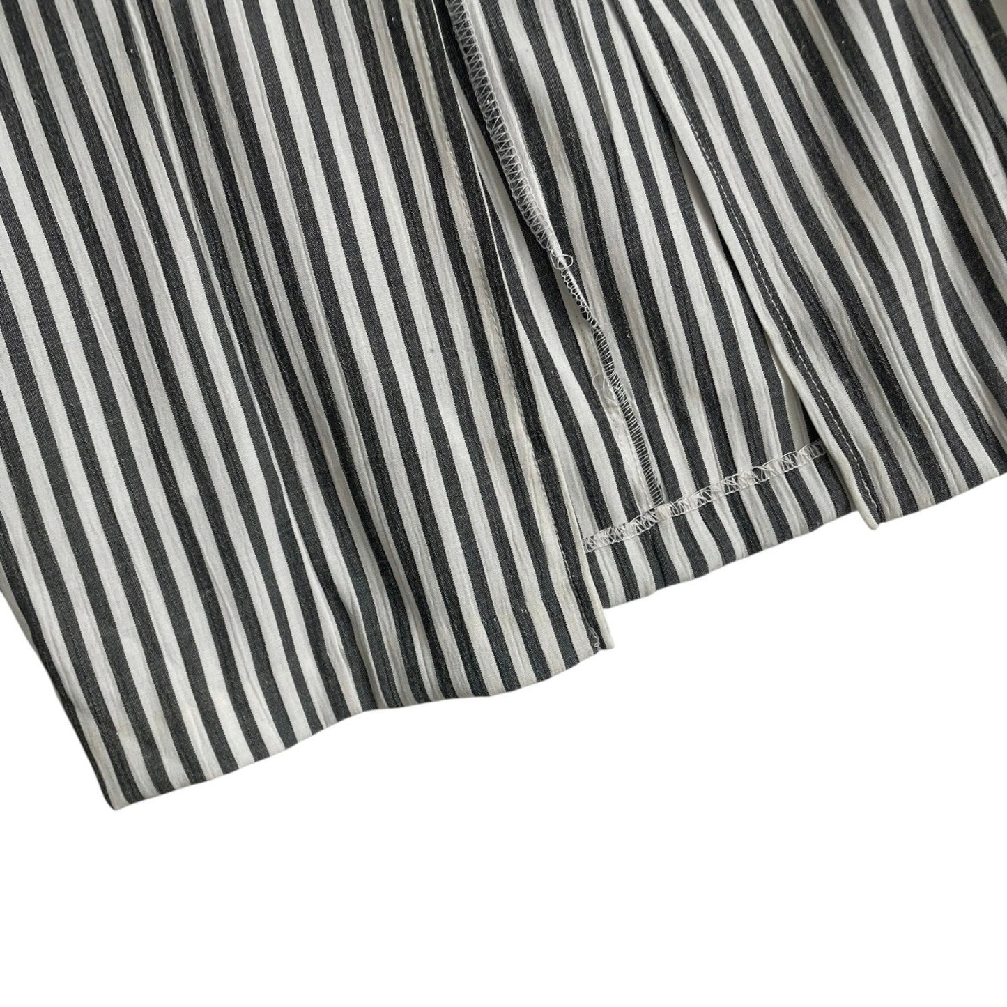D.B.Y. Ltd Vintage Grey & White Striped Button Down Cutout Neck Maxi Dress