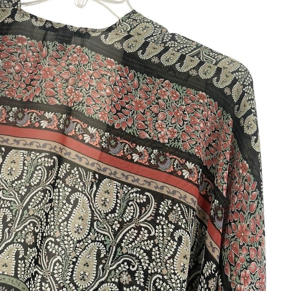 Cecico Sheer Boho Paisley Floral Print Kimono