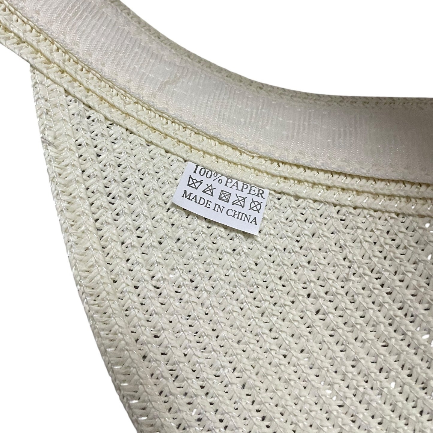 NWOT Cream Woven Paper Sun Visor Hat