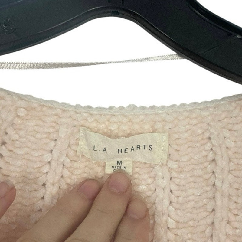 L.A. Hearts Light Pink Knit Crushed Velvet Sweater