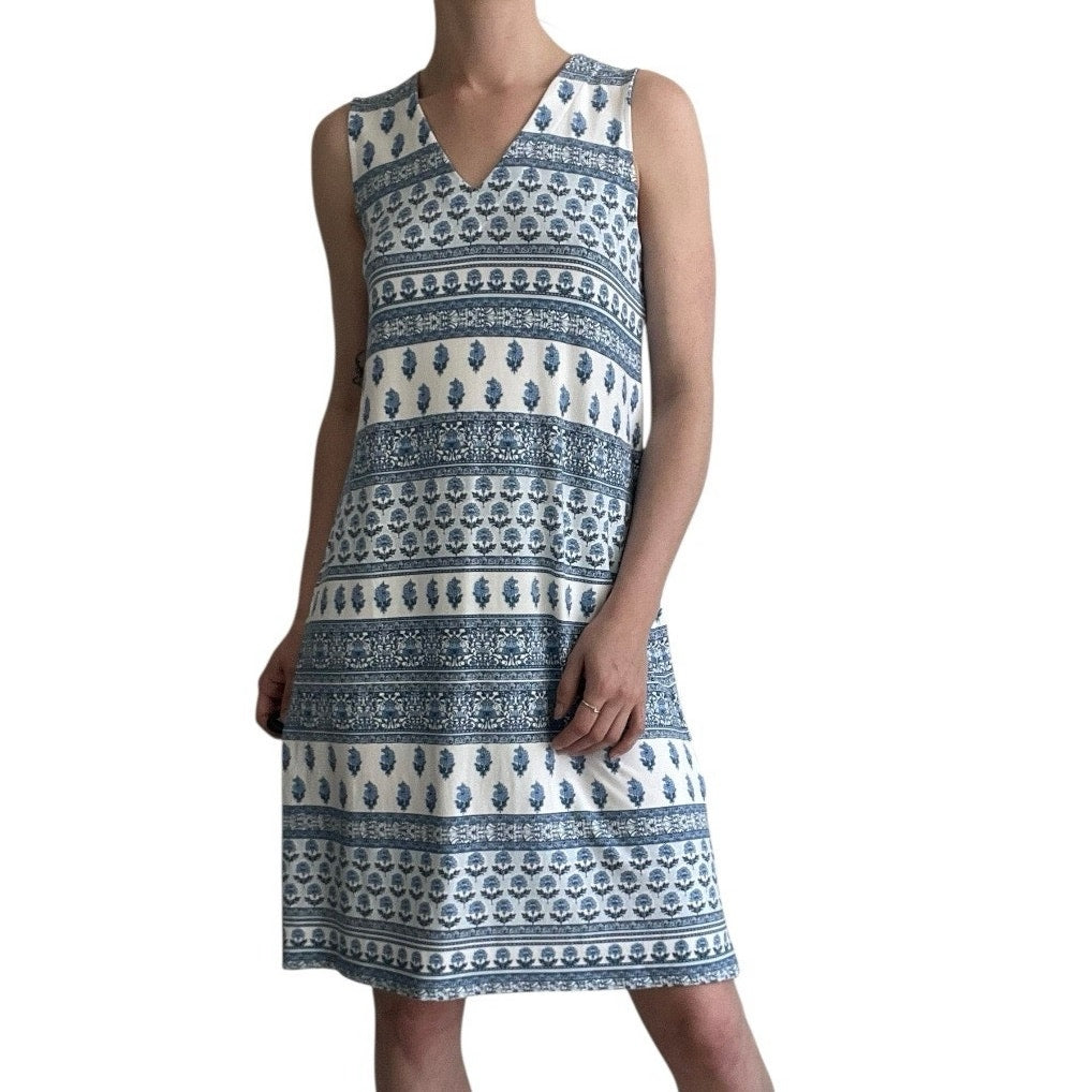 J. Jill Wearever Blue & White Boho Dress with Pockets