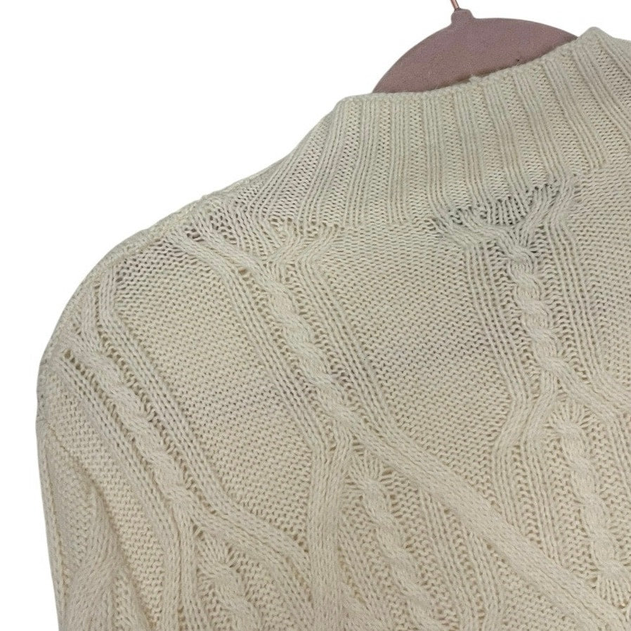 Banana Republic Cream Cable Knit High Neck Sweater