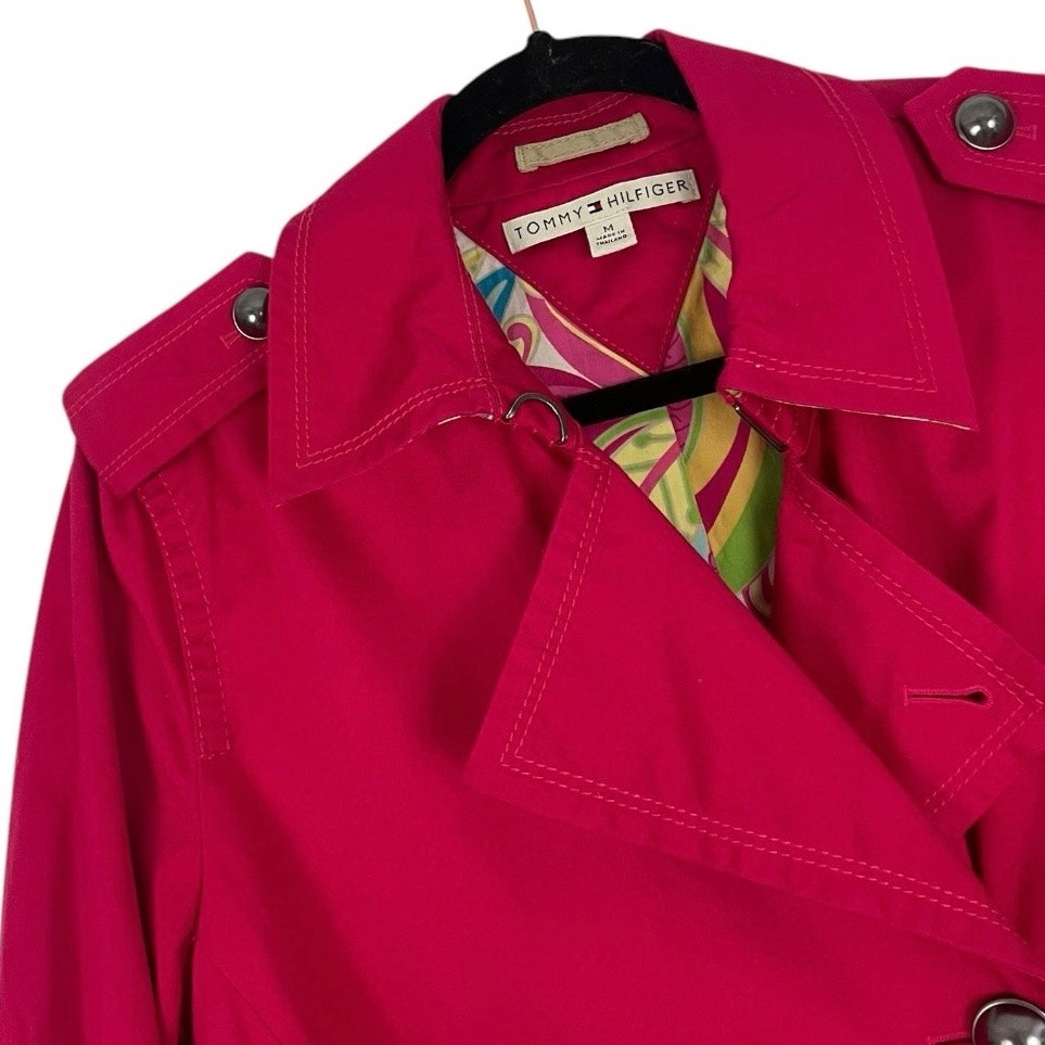 Tommy Hilfiger Vibrant Pink Button Down Collared Coat