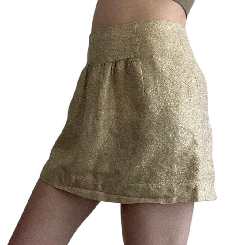 J. Crew Beige Gold Glittery Mini Skirt
