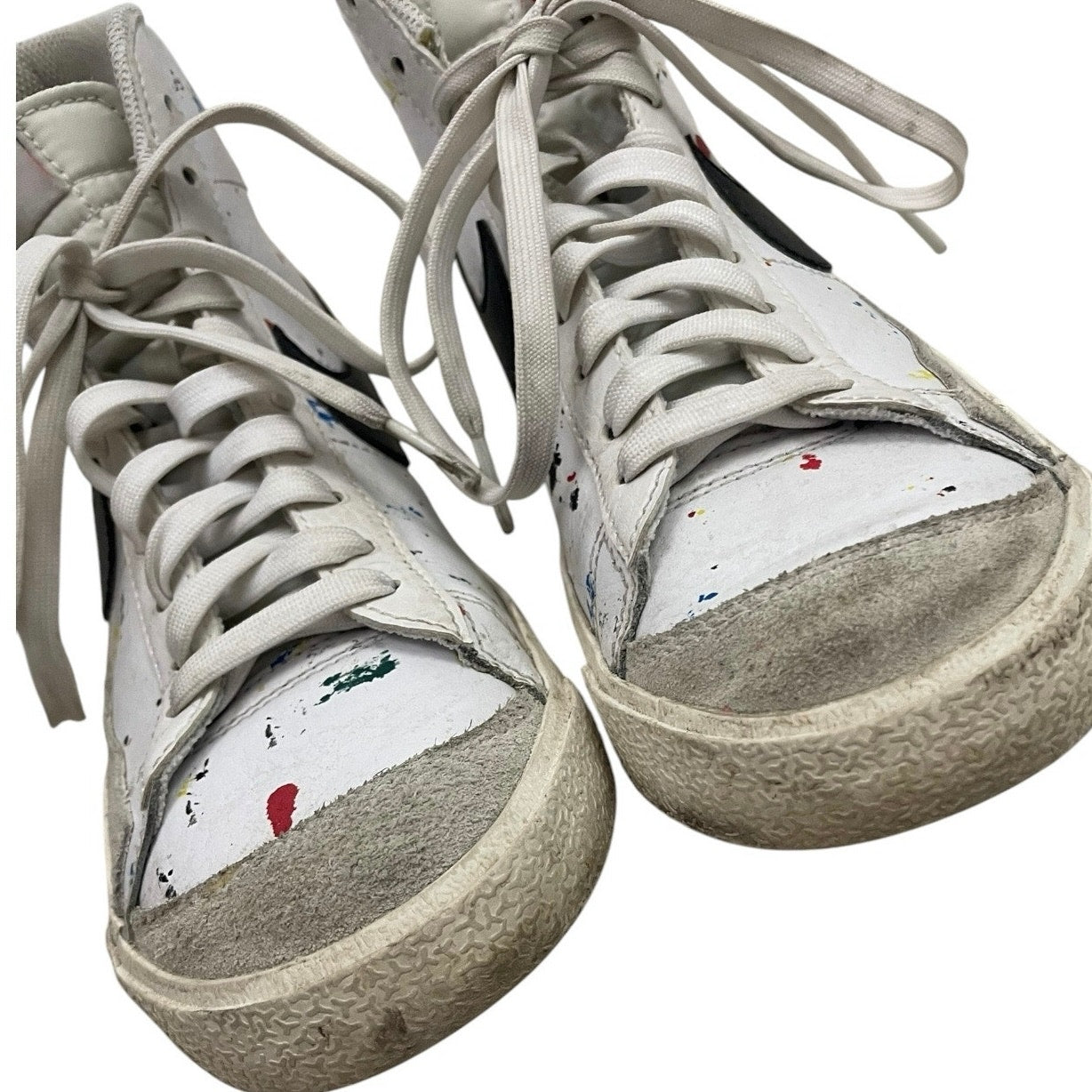 Nike White Colorful Splatter Paint High Top Sneakers