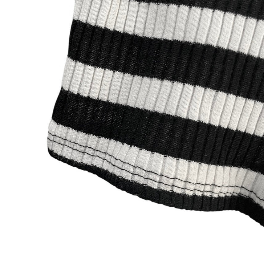 Love Culture Black & White Striped Ribbed Cropped Top