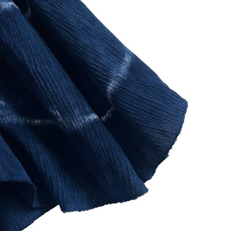 Navy Blue & White Tie Dye Striped Mini Dress