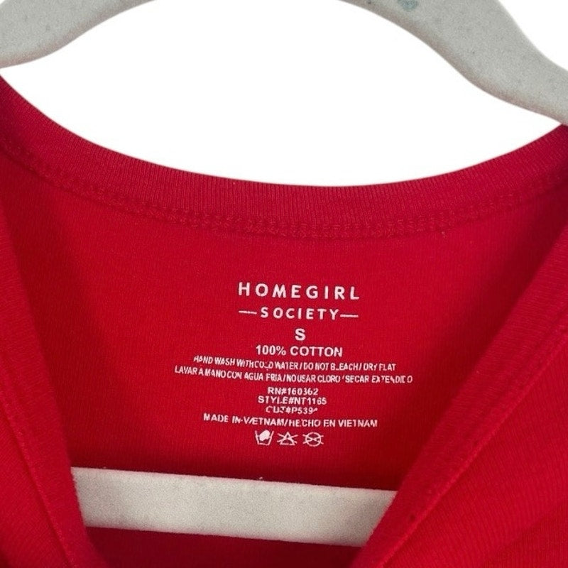 Homegirl Society Red Live to Ride Motorcycles Cropped Graphic Top
