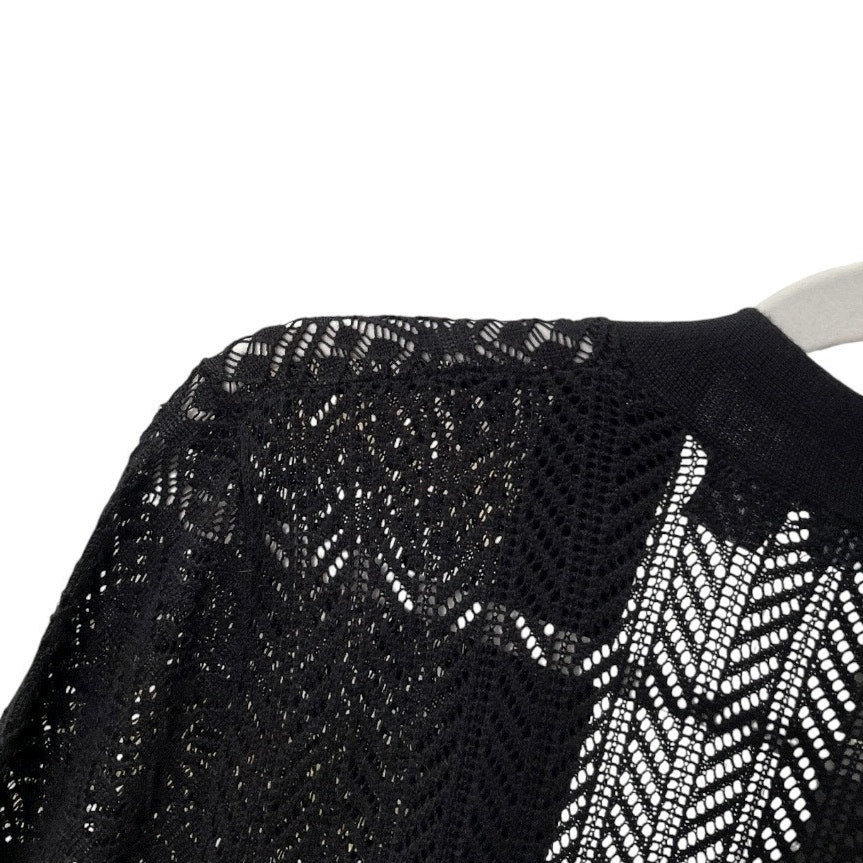 Verve Ami Black Sheer Knit Cardigan Sweater