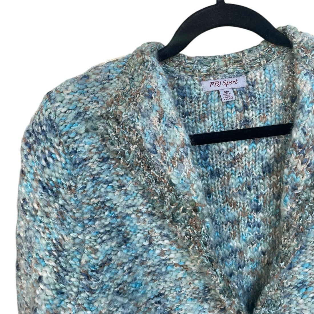 PBJ Sport Blue Knit Wool Button Down Cardigan Sweater