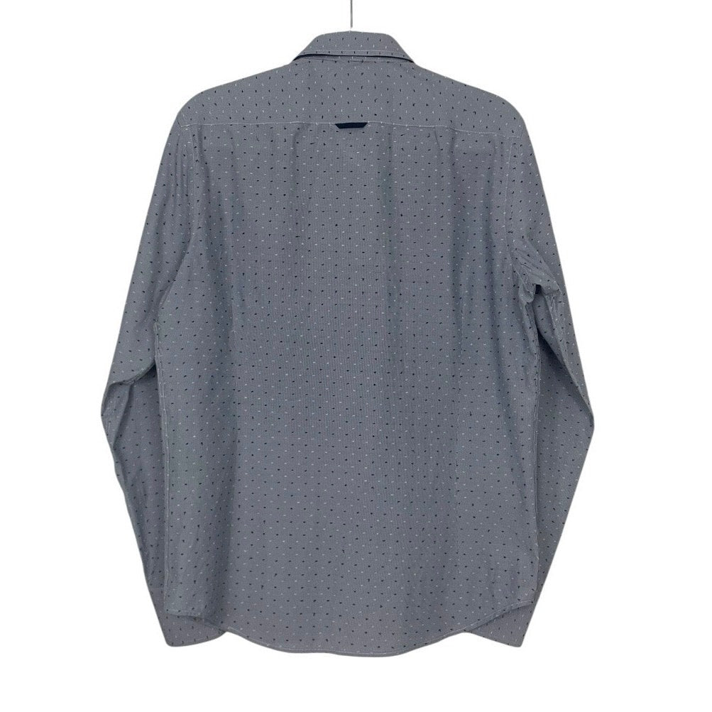 Re camicia di moda Mens Blue Embroidered Long Sleeve Button Down Shirt