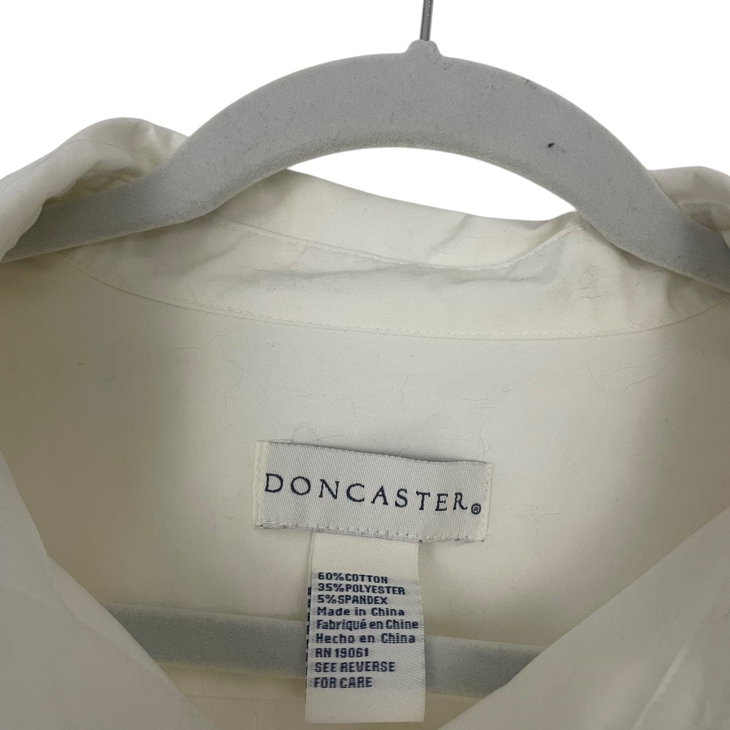 Doncaster Cream Long Sleeve Button Down Fitted Collared Blouse