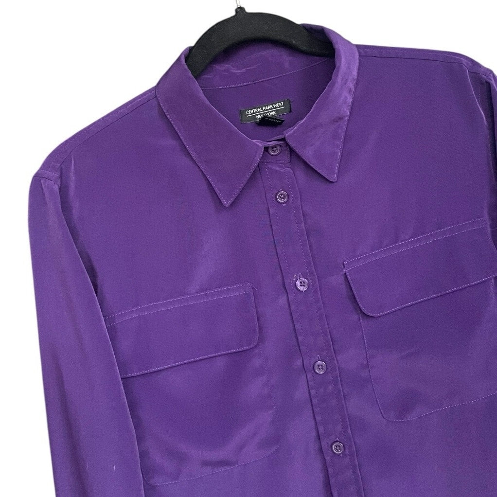 Central Park West New York Purple Long Sleeve Button Down Blouse