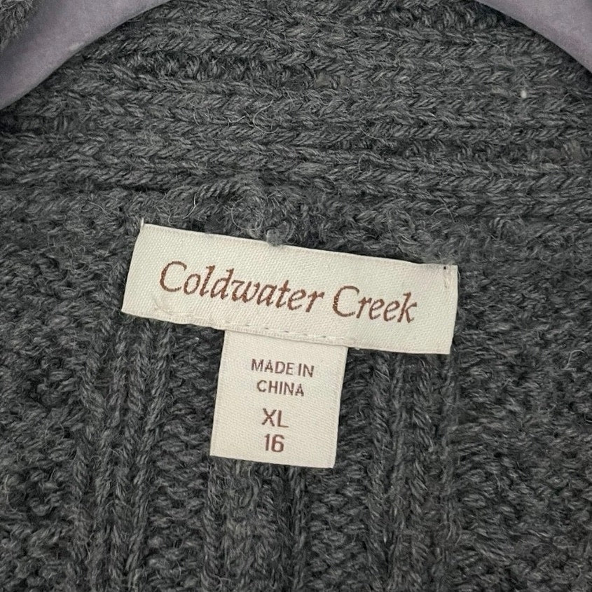 Coldwater Creek Grey Cable Knit Short Sleeve Cardigan Sweater