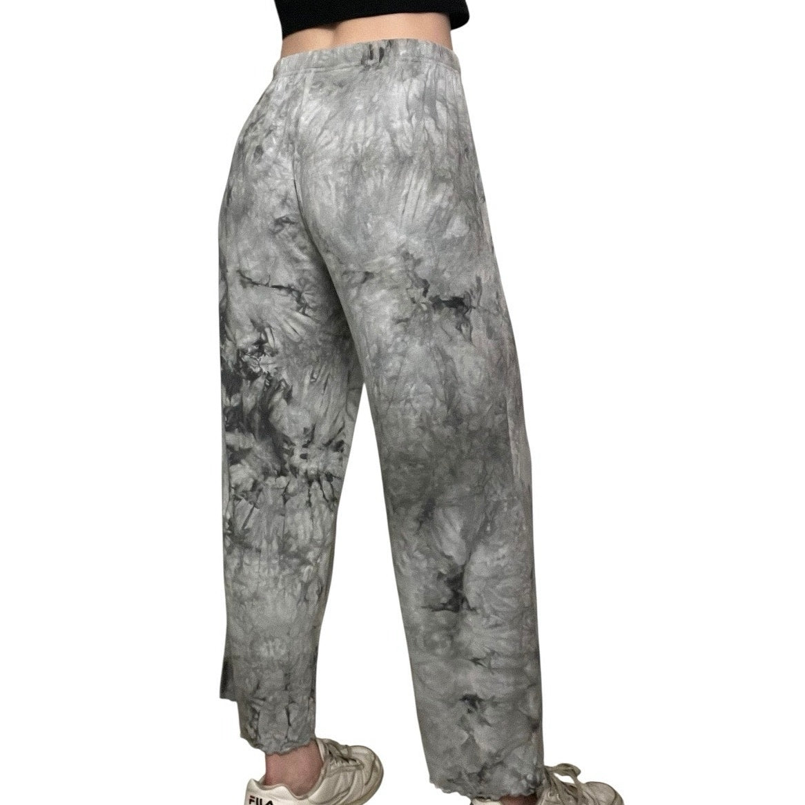 Soft Grey Tie Dye Wide Leg Pants