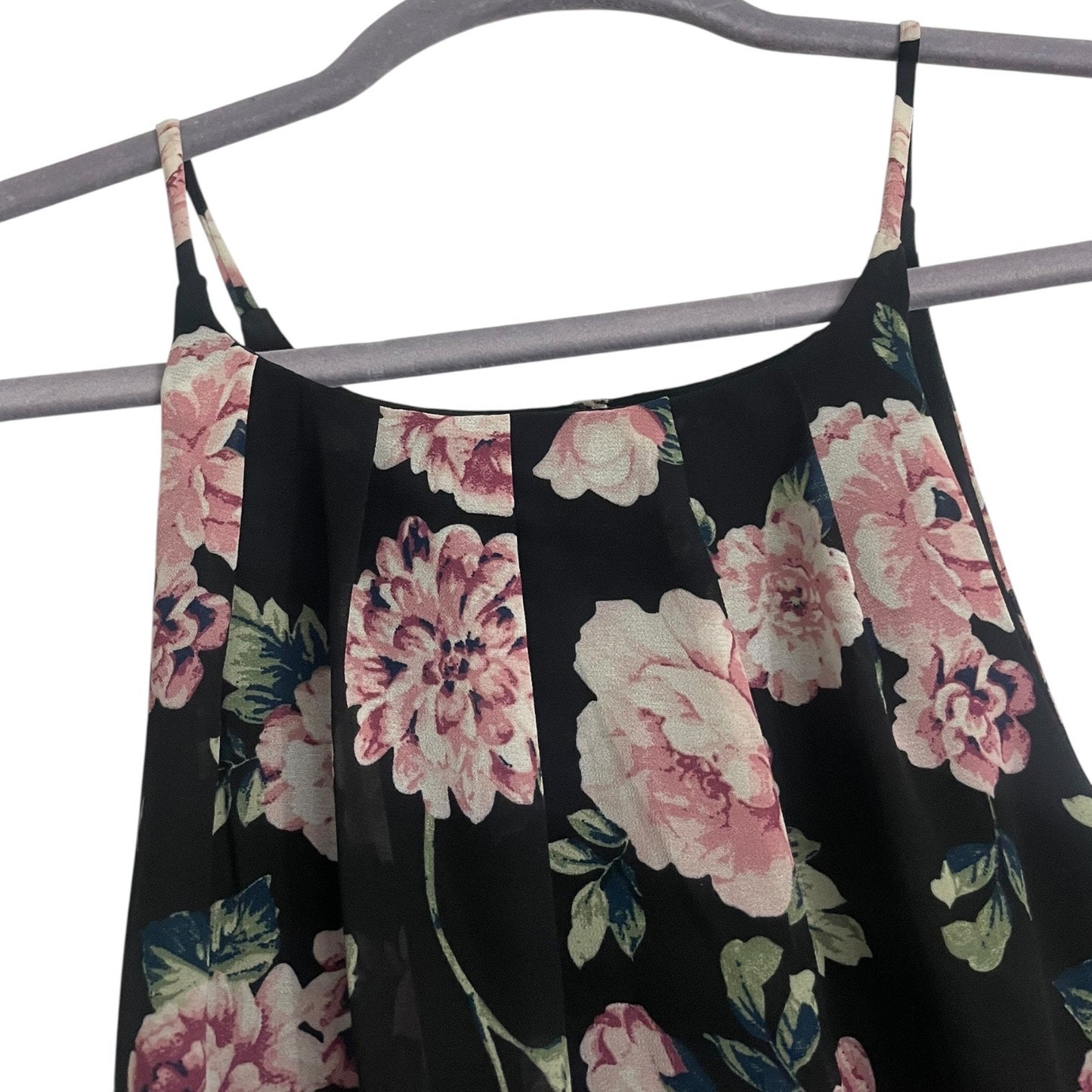 Blue Rain Black & Pink Floral A-Line Mini Dress
