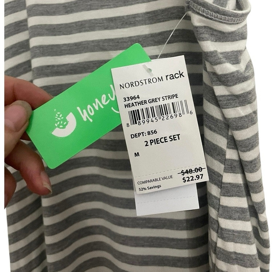 NWT Honeydew Intimates Heather Grey & White Striped Lace Back Tank Top