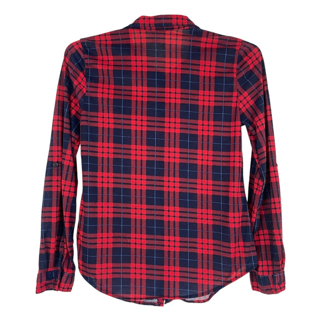 Passport Red and Navy Blue Plaid Soft Long Sleeve Button Down Shirt