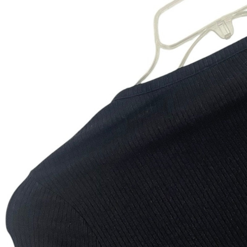 Forever 21 Black Ribbed Long Sleeve Zip Up Cropped Top