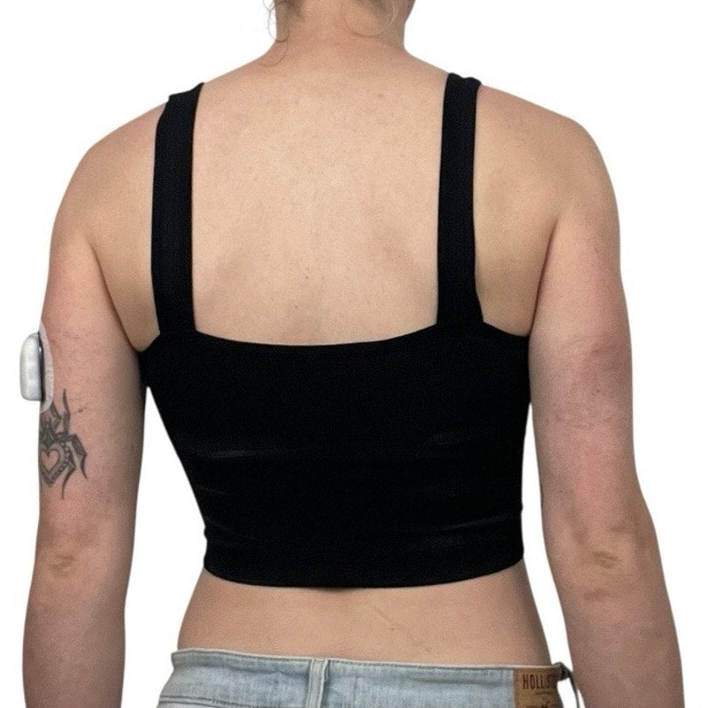 Black Ribbed Padded Cropped Tank Top