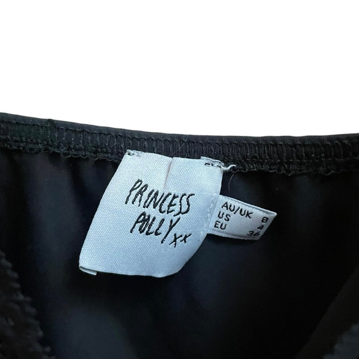 Princess Polly Black Sheer Lace Trim Cropped Tank Top