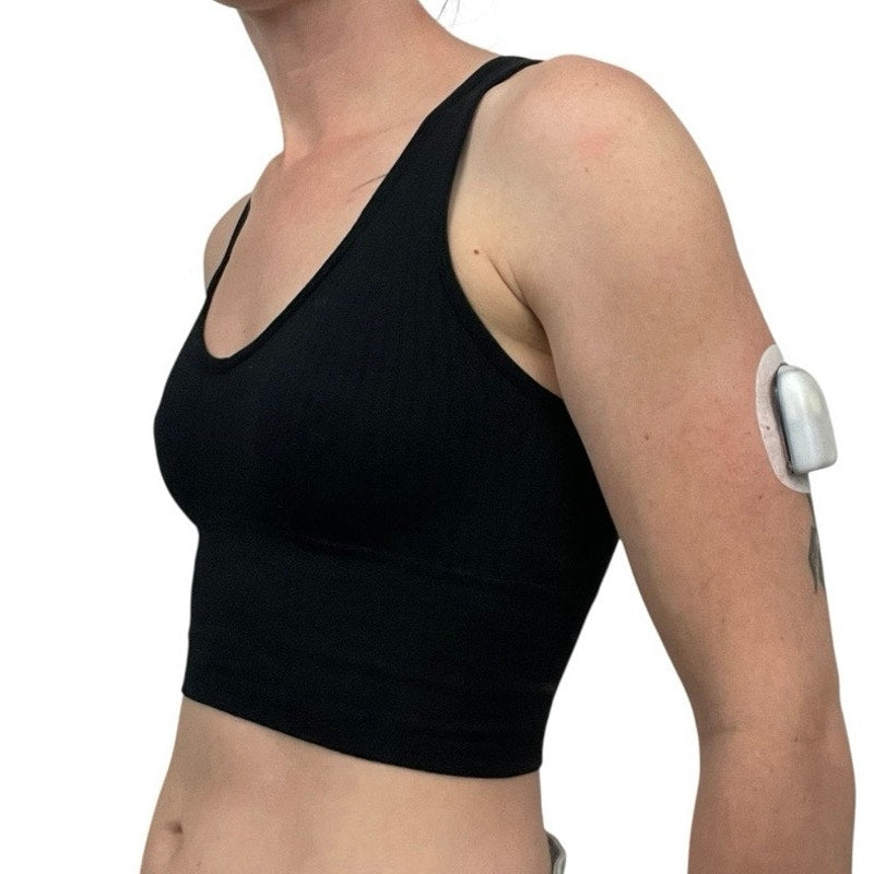 Black Ribbed Padded Cropped Tank Top