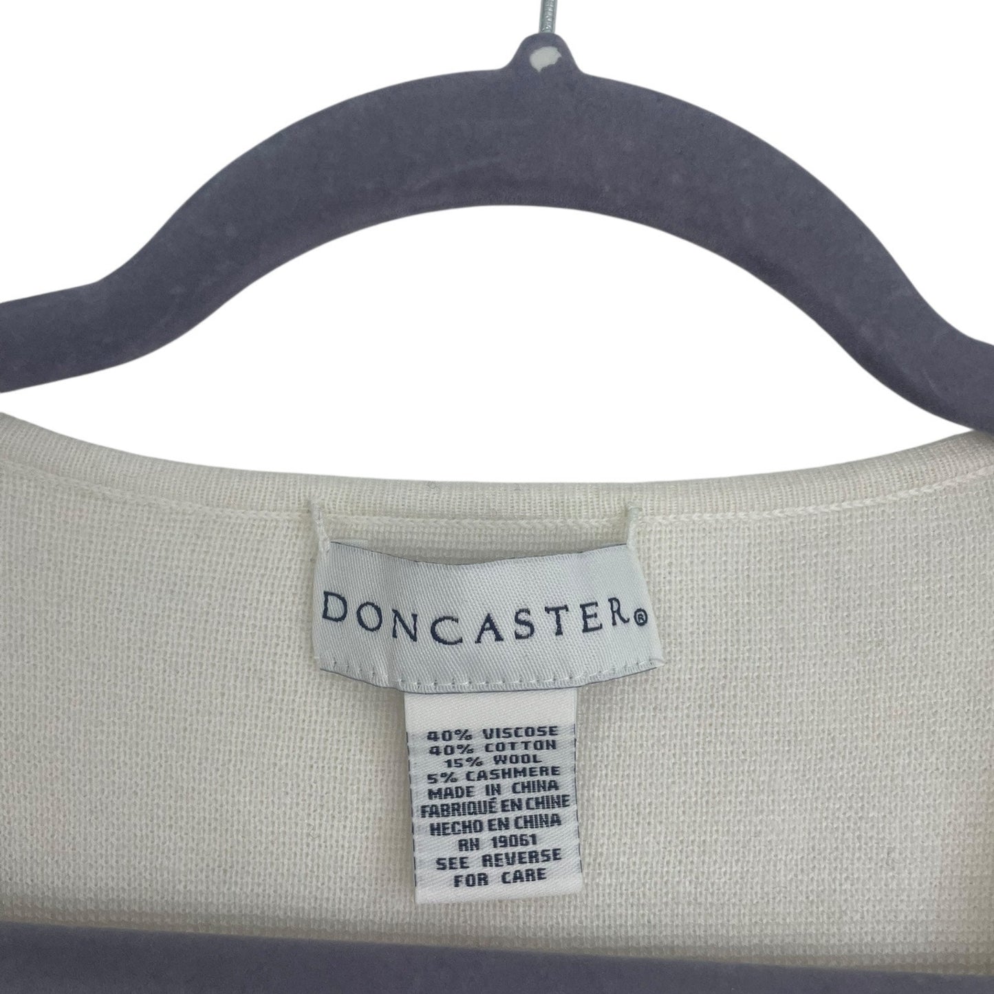 Doncaster Cream & Black Striped Sleeves V-Neck Knit Sweater
