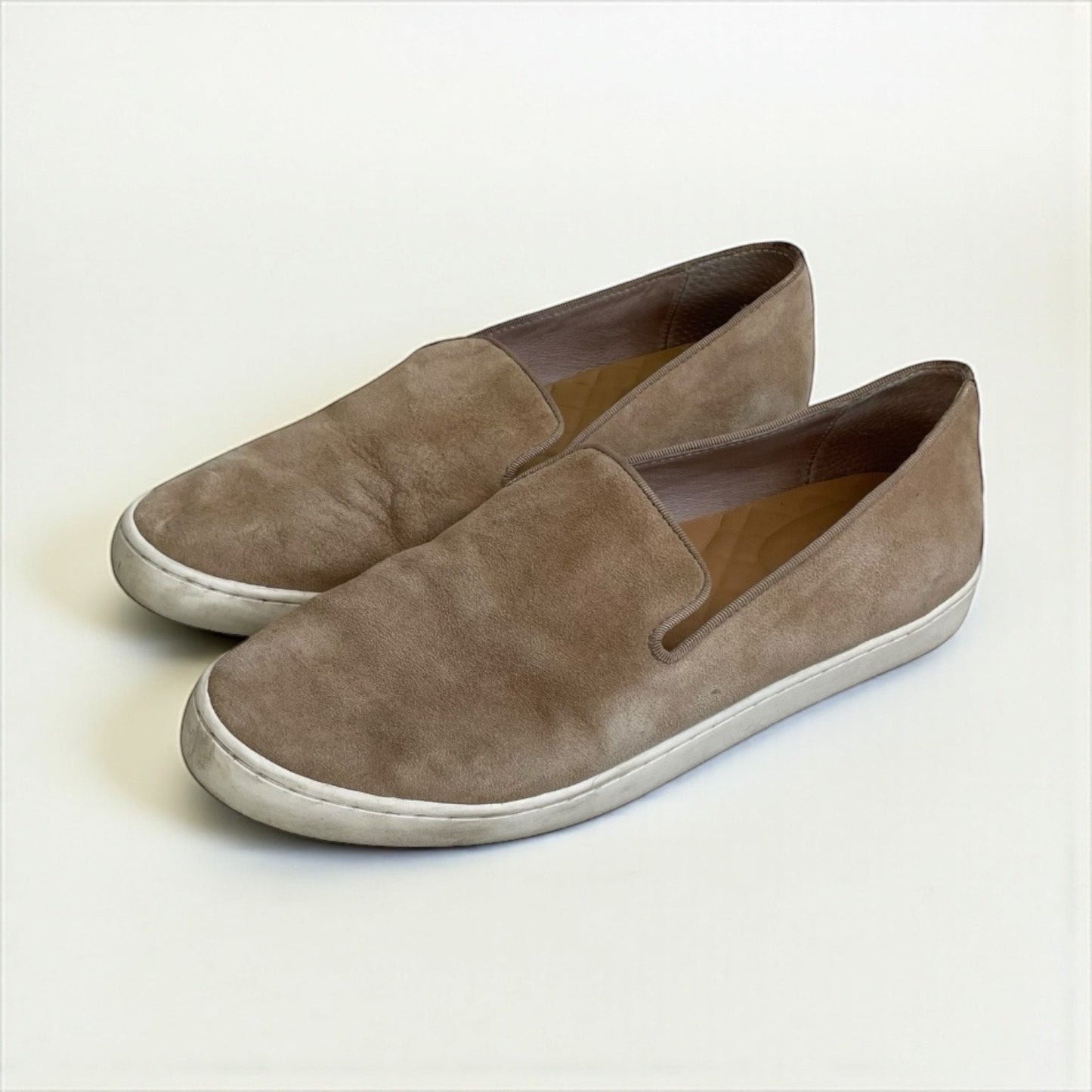 Birdies Beige Genuine Suede Leather Slip-On Espadrilles