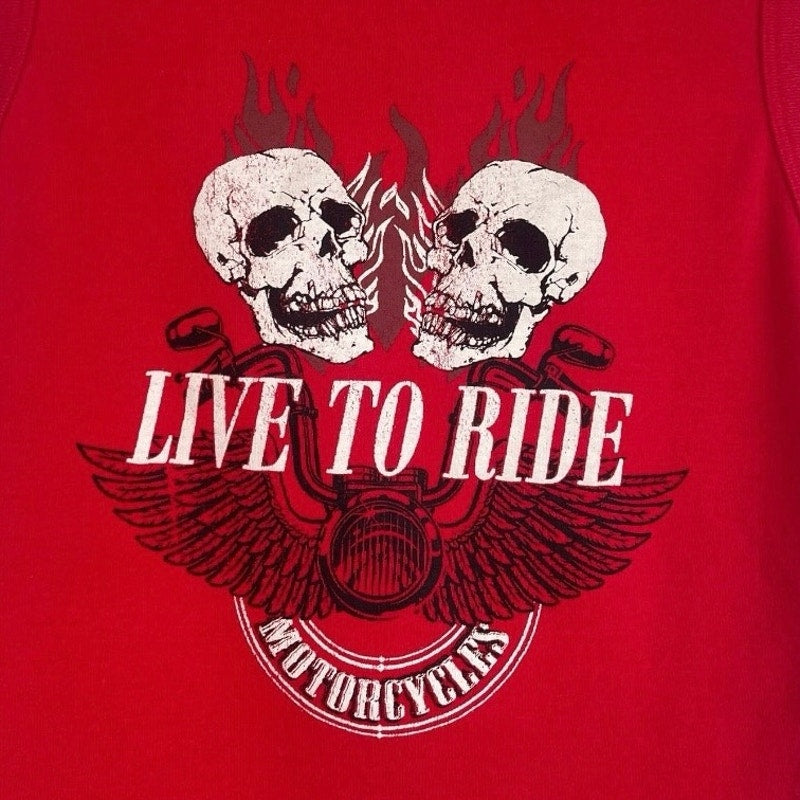 Homegirl Society Red Live to Ride Motorcycles Cropped Graphic Top