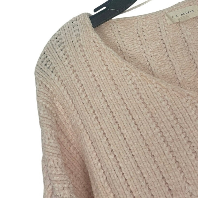 L.A. Hearts Light Pink Knit Crushed Velvet Sweater