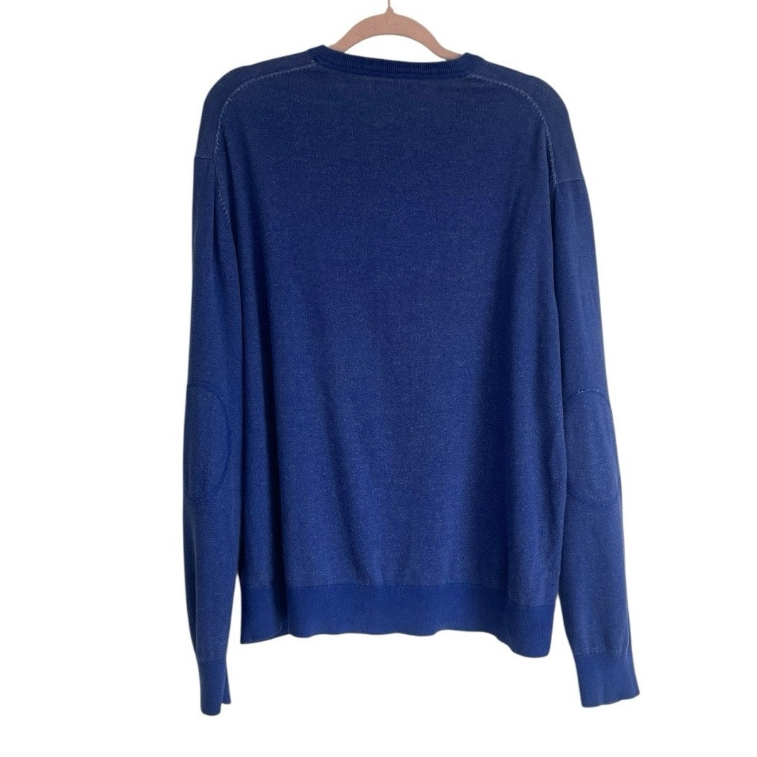Cremieux Classics Mens Blue V-Neck Elbow Patch Sweater