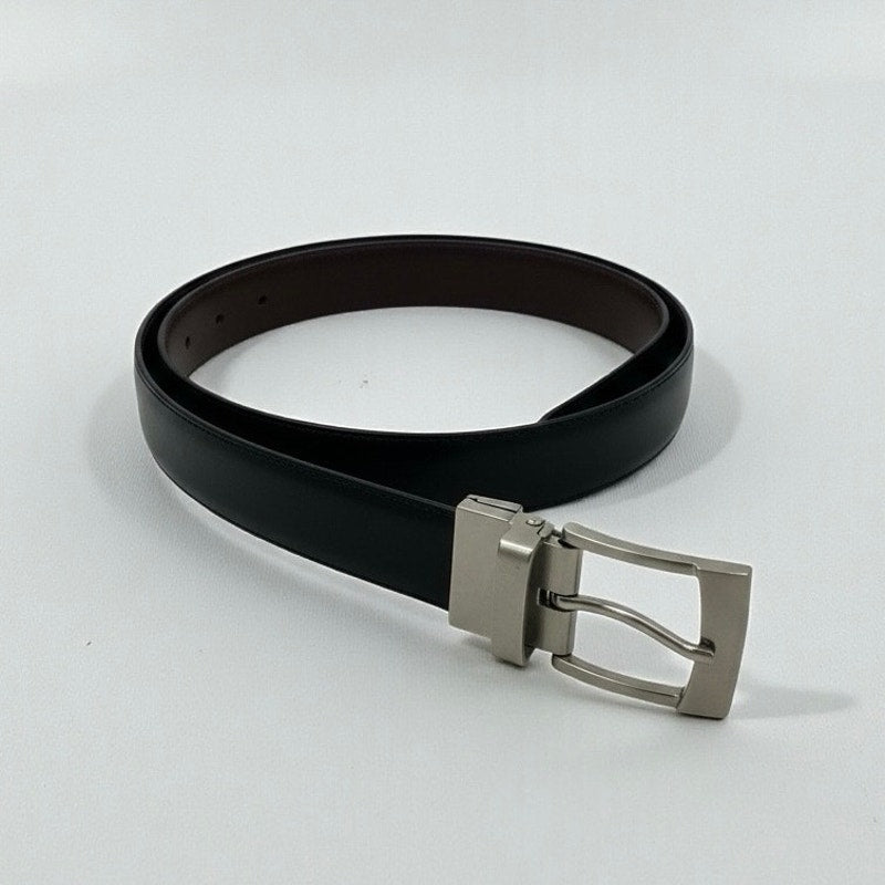 Reversible Black & Brown Swivel Buckle 2-in-1 Leather Belt