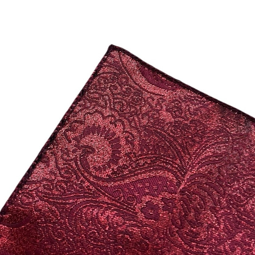 Red Glittery Paisley Mens Pocket Square
