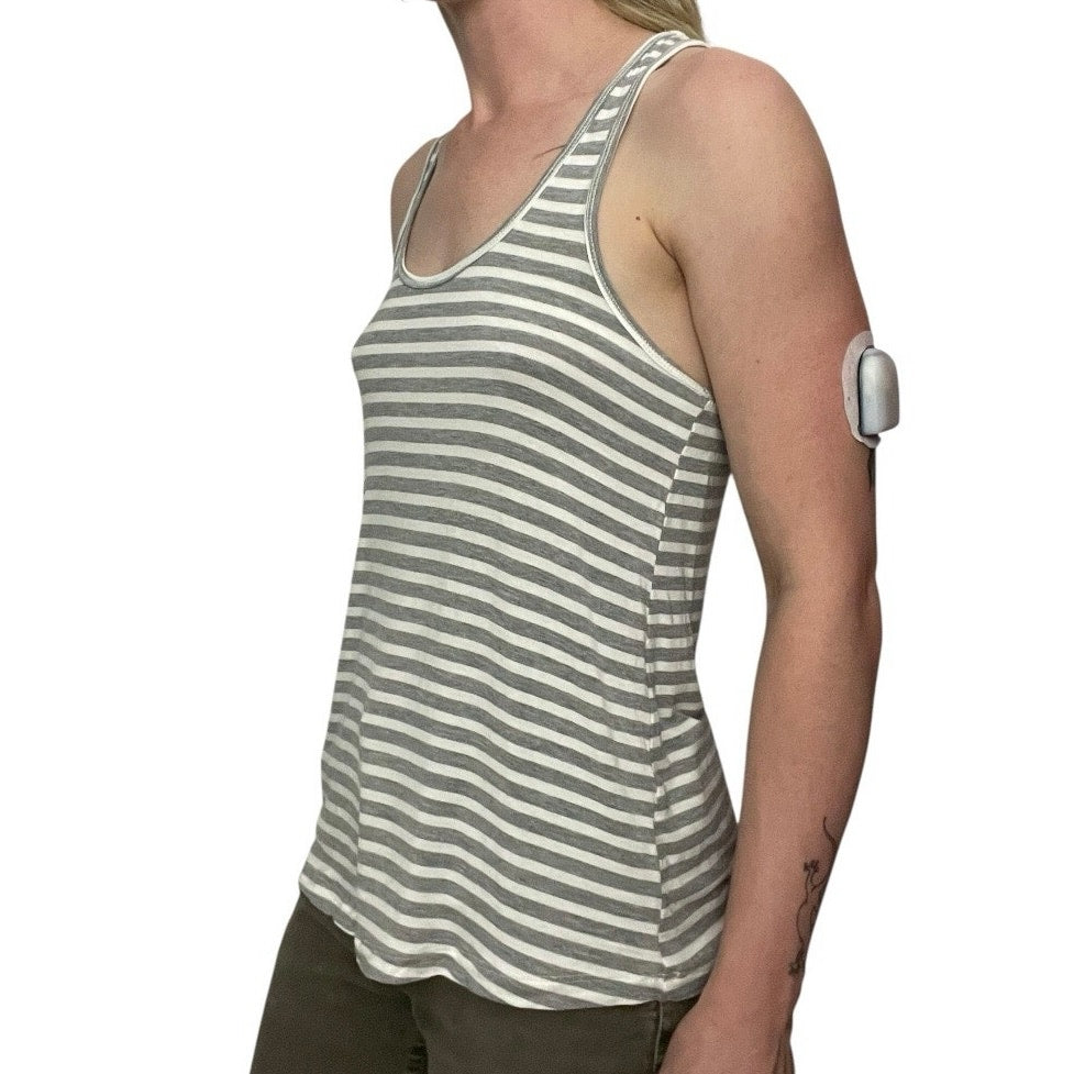 NWT Honeydew Intimates Heather Grey & White Striped Lace Back Tank Top