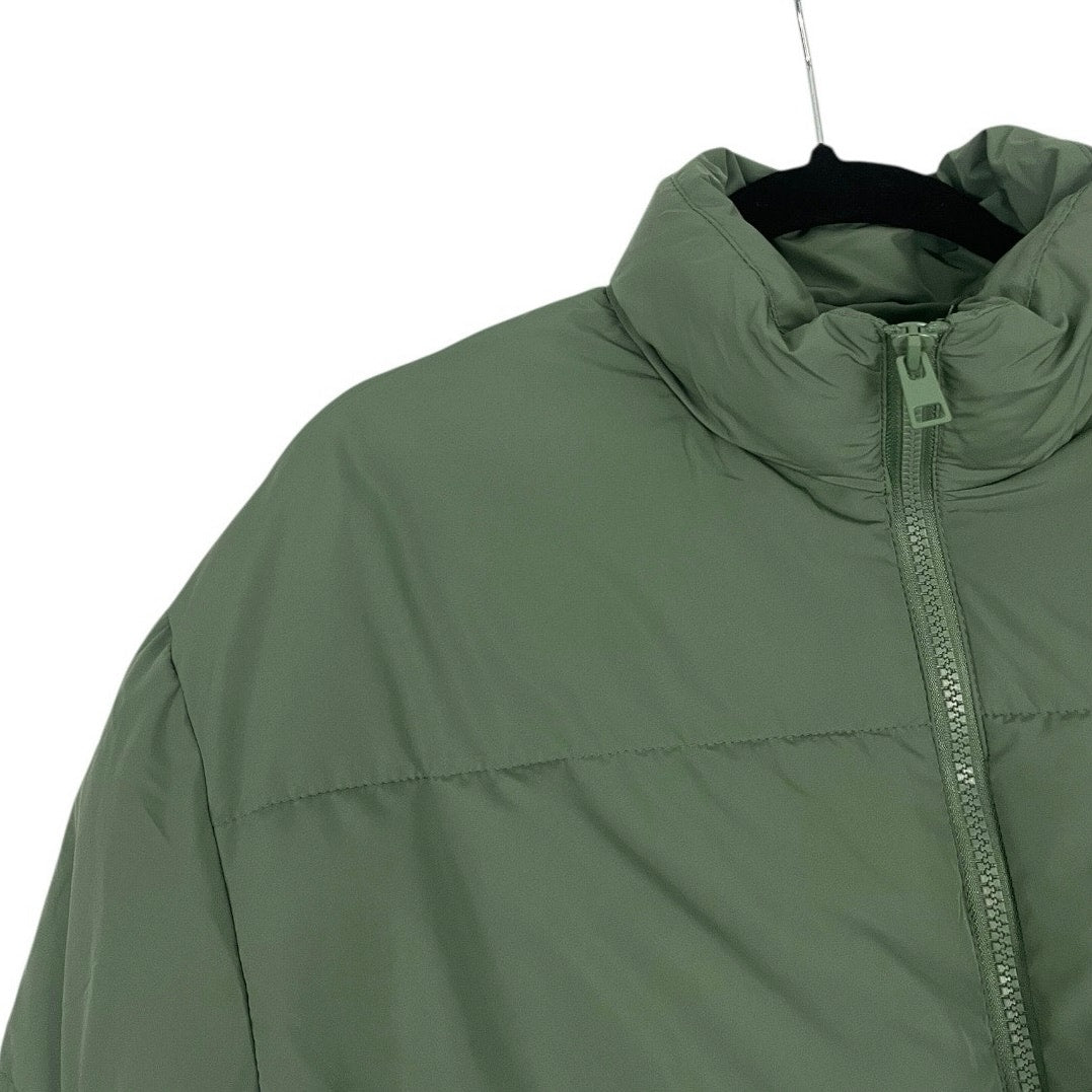 Love Tree Green Cropped Zip Up Puffer Jacket