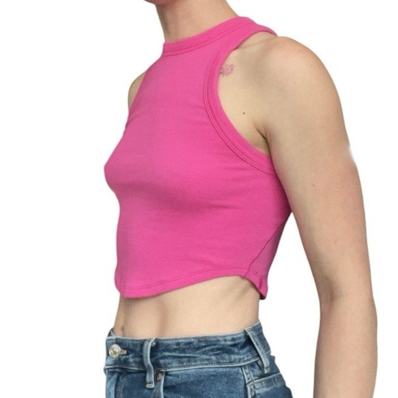 Lululemon Athletica Pink Ribbed Cropped Tank Top