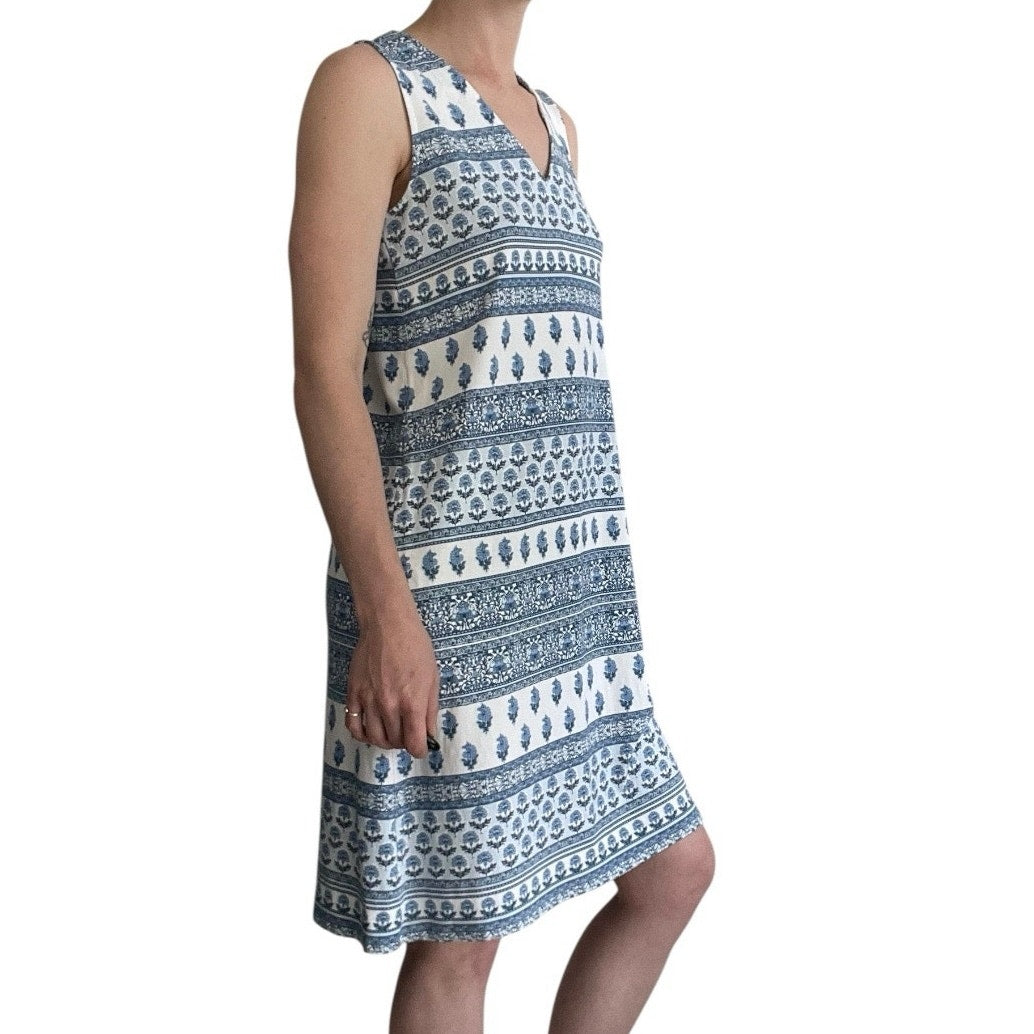 J. Jill Wearever Blue & White Boho Dress with Pockets