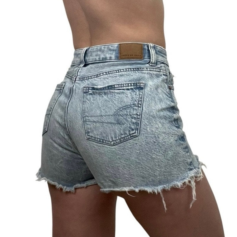 American Eagle Comfort Stretch Waistband Distressed Mini Jean Shorts